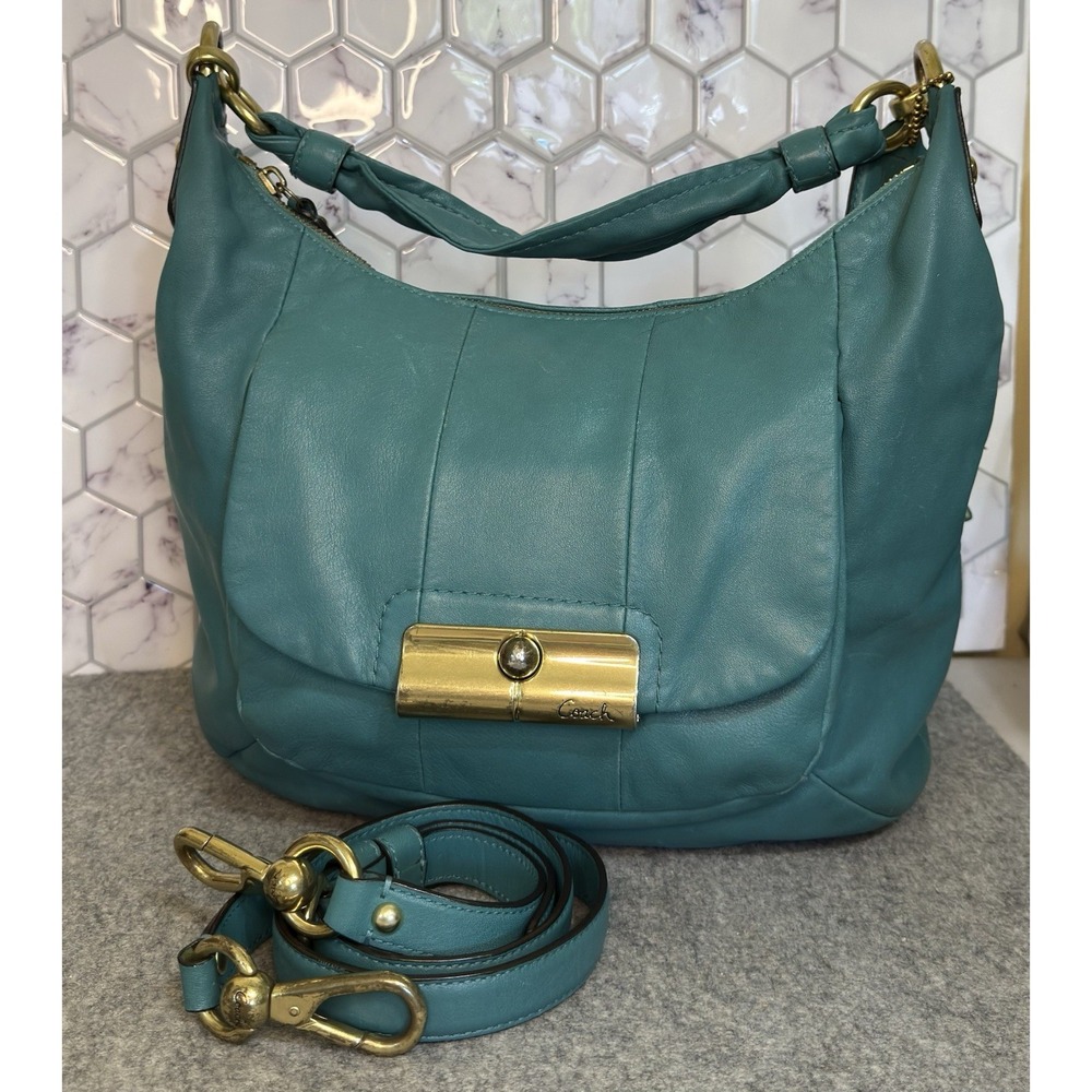 Coach Kristin Crossbody or Shoulder Hobo bag in‎ Aegean teal color Style 16808